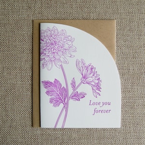 Je t'aime pour toujours, carte typographique découpée en arc