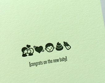 Congrats On The New Baby - Emojicards - Letterpress Card