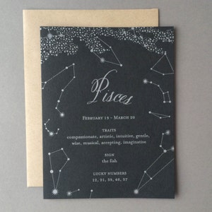 Carte d'anniversaire zodiaque - Poissons - carte d'anniversaire pop up typographique