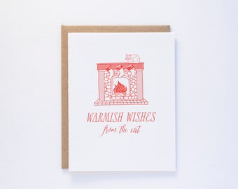 Warm-ish wishes from the cat - Letterpress Card