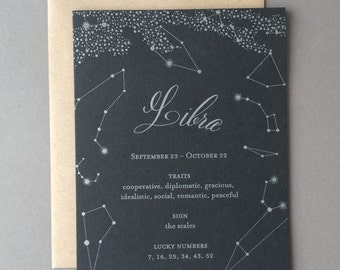 Zodiac Birthday Card - Libra - Letterpress Pop Up Birthday Card