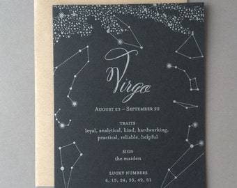 Zodiac Birthday Card - Virgo - Letterpress Pop Up Birthday Card