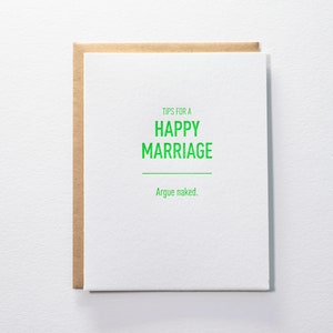 Tips for a Happy Marriage: Argue Naked Letterpress Card image 1