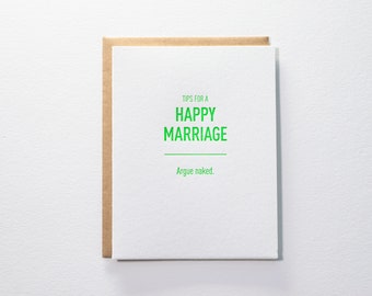 Tips for a Happy Marriage: Argue Naked - Letterpress Card