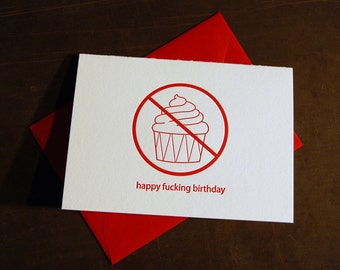 Happy f-ing Birthday (no cupcake) - Letterpress Card