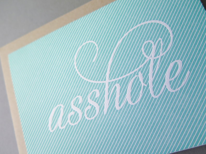 Asshole Pinstripe Humor Letterpress Card image 3