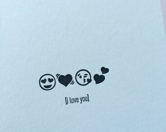 Emoji Letterpress Card - I Love You
