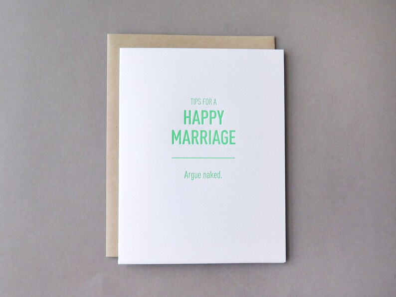 Tips for a Happy Marriage: Argue Naked Letterpress Card image 2