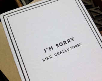 I'm Sorry - Cards for Dudes - Letterpress Sympathy Card