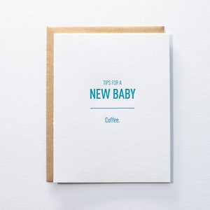 Tipps für ein neues Baby: Kaffee - Letterpress Karte