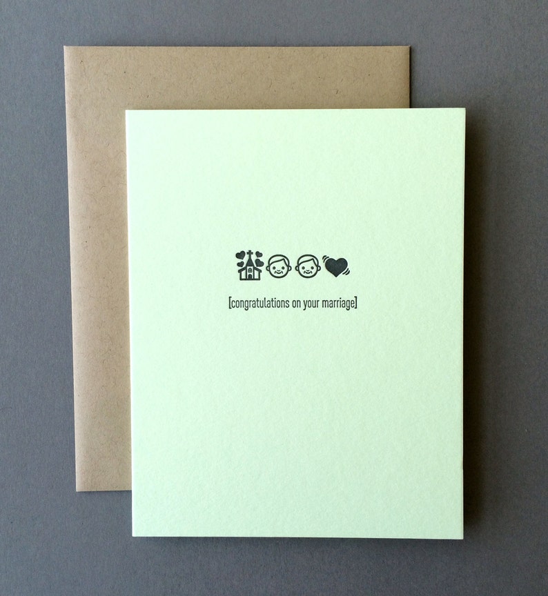 Letterpress Card Congratulations on your Marriage - Emojicards Two Grooms Wedding