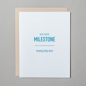 New Parent Milestone: Keeping Baby Alive Letterpress Card New Baby Card image 2