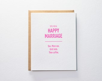 Tips for a Happy Marriage: Sex, then Coffee - Letterpress Card