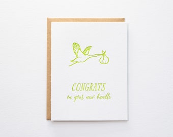 Congrats on your new bundle (New Baby) - Letterpress Card