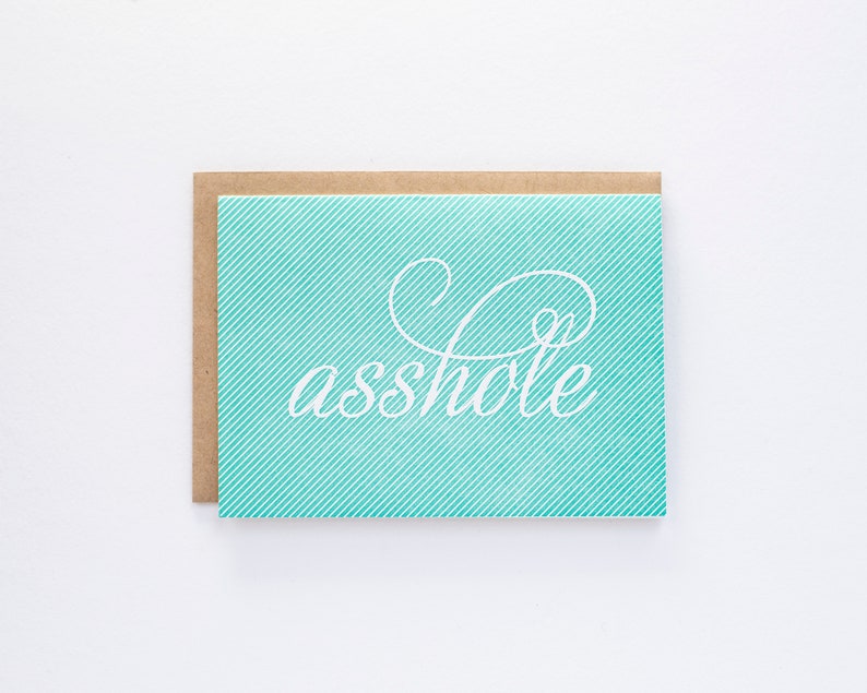 Asshole Pinstripe Humor Letterpress Card image 1