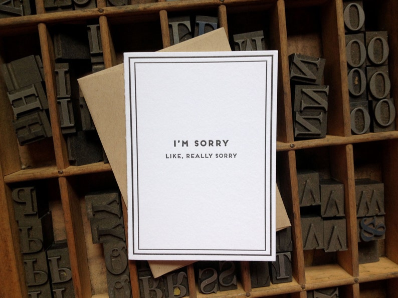 I'm Sorry Cards for Dudes Letterpress Sympathy Card image 2