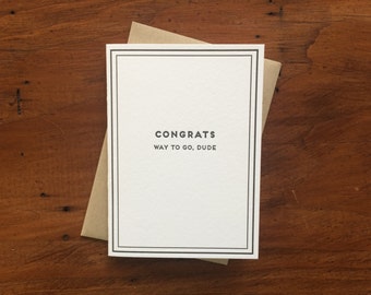 Congrats - Cards for Dudes - Letterpress