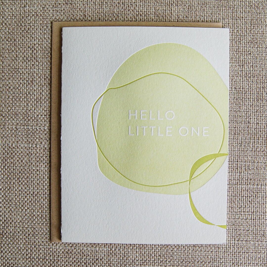 Hello Little One Letterpress Abstract Shape Card - Etsy