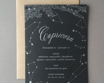 Zodiac Birthday Card - Capricorn - Letterpress Pop Up Birthday Card