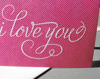 I Love You Pinstripe - Letterpress Card