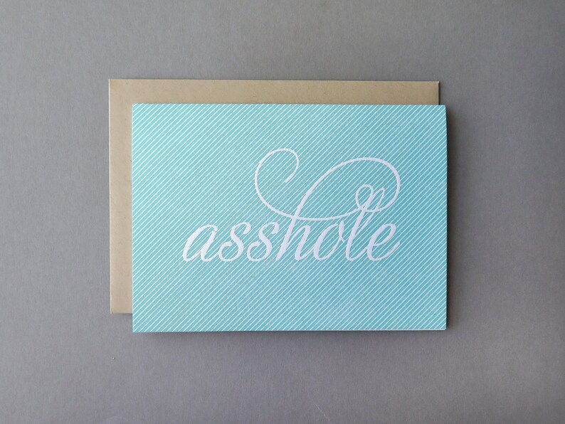 Asshole Pinstripe Humor Letterpress Card image 2