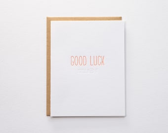 Hidden Message: Good Luck - Letterpress Card