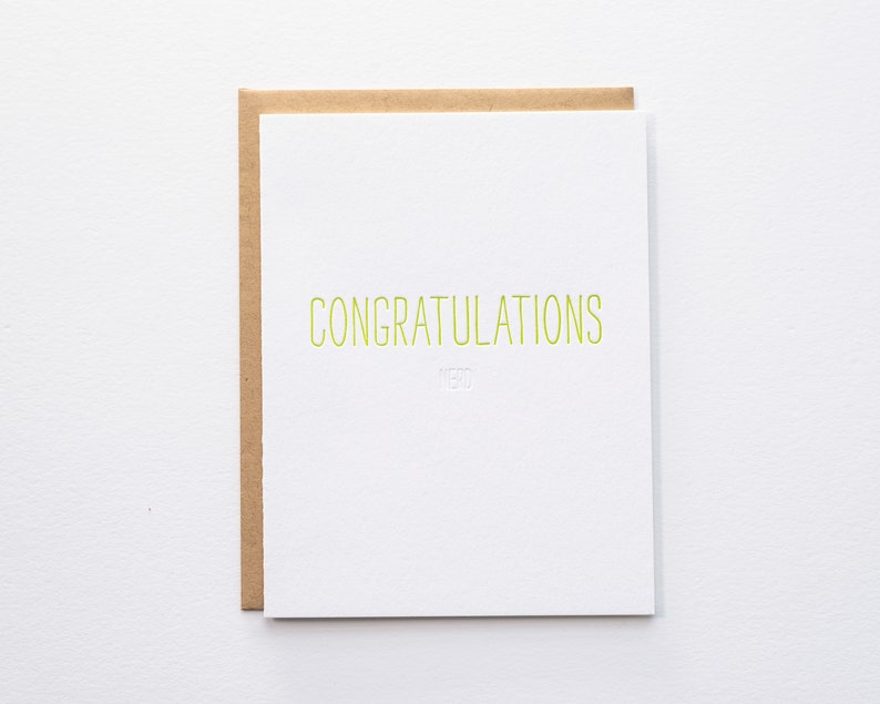 Hidden Message: Congrats Nerd Letterpress Card image 1