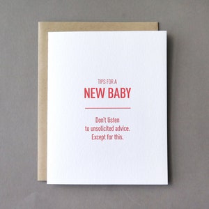 Tips voor een nieuwe baby: ongevraagd advies - boekdrukkaart
