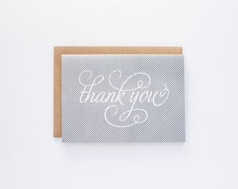 Thank You Pinstripe (Gray) - Letterpress Card