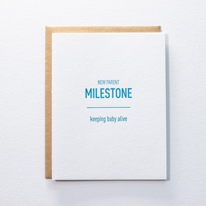 New Parent Milestone: Keeping Baby Alive Letterpress Card New Baby Card image 1