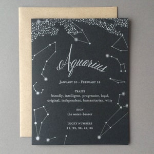 Carte d'anniversaire zodiaque - Verseau - Letterpress Pop Up