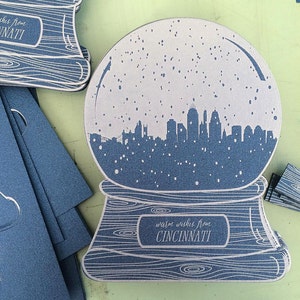 Cincinnati Snow Globe Weihnachtskarte - Letterpress