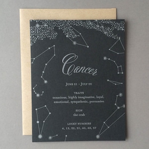 Carte d'anniversaire zodiaque - Cancer - Letterpress Pop Up