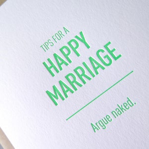 Tips for a Happy Marriage: Argue Naked Letterpress Card image 3