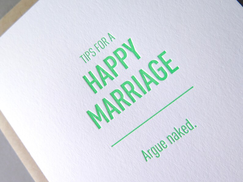 Tips for a Happy Marriage: Argue Naked Letterpress Card image 3