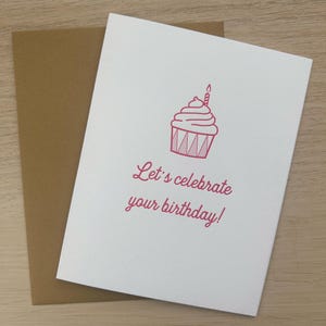 Cartão de aniversário com cupcake - Vamos comemorar seu aniversário - Cartão de aniversário divertido e atrevido