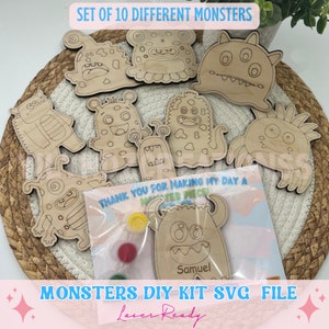Monstruos DIY Kit Svg Para Niños Verano Diy svg Monstruos Fiesta Diy Paint Kit Archivo Láser Svg Diy Kit último Archivo Svg Para Verano Pintar Su Propio Svg