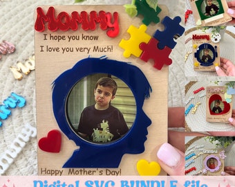 Imán fotográfico del refrigerador del Día de la Madre, Archivo listo para láser para autismo, Café Svg, Regalo para la abuela, Regalo para mamá, Regalo del Día de las Madres Svg, Día de las Madres Svg