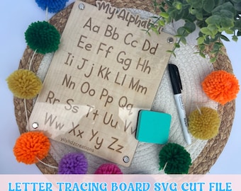 Dry Erase Letter Tracing Svg, Letter Tracing Board Svg File, Alphabet Tracing Board Cut File, Reusable Alphabet Tracing Board Svg Laser Cut.