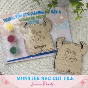 Monster enkele regel scoren uitgesneden Svg laserbestand voor de zomer Monster uitgesneden bestand voor partij gunst Laser Cut Outs bestanden Glowforge-bestanden