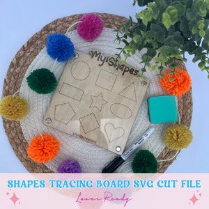 Shapes Tracing Reusable Board svg, Reusable Shape Trace Dry Erase Board Laser Cut file, Draw Shapes Montessori Materials svg, Laser File svg