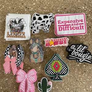Howdy Cowgirl Horse Chicken Western Iron On Trucker Hat Patches