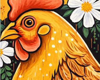 Hahn Huhn Frühling Farbe Party Druckbare Download Vorlage