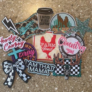 Cowgirl Coffee Western Iron On Trucker Hat Patches