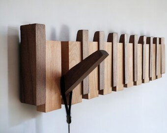 Handmade Solid Wood Wall Mounted Piano Coat Rack - Easy-to-Install Flip Down Hook Rack - Stylish and Practical Storage Rack
