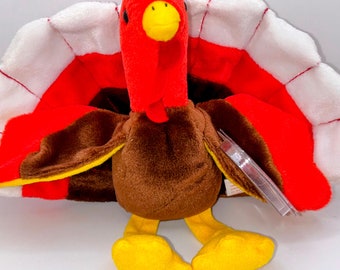 Wonky Super Rare Gobbles Beanie Baby, Vintage, multiple Tag Errors.