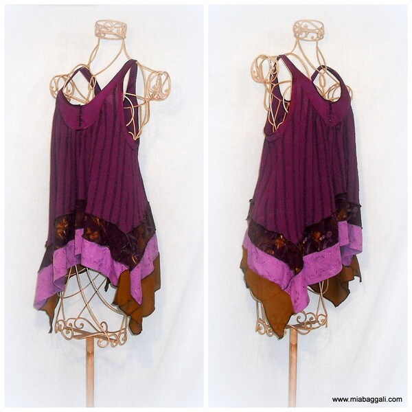 S - XL Cottage Chic Fuchsia Sun Dress ~ gypsy / lagenlook / hippie / boho chic / art wear / bohemian ~ by mia baggali