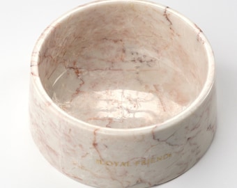 Crema di Rose Marble Pet Bowl: Luxury Dog Feeder