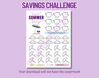 Sizzlin Summer Savings Challenge (Digital Download) - Personal budgeting tool, Cash stuffing, Budgeting games 8.5x11"