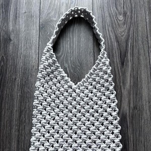 White woven handmade macrame bag